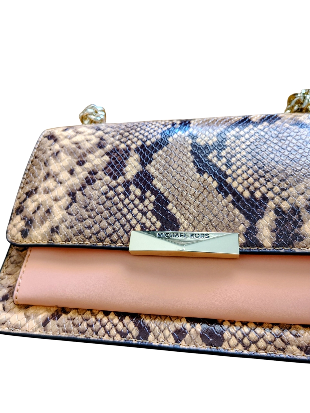Michael Michael Kors Tan Python Embossed Envelope Bag - Picture 2 of 6